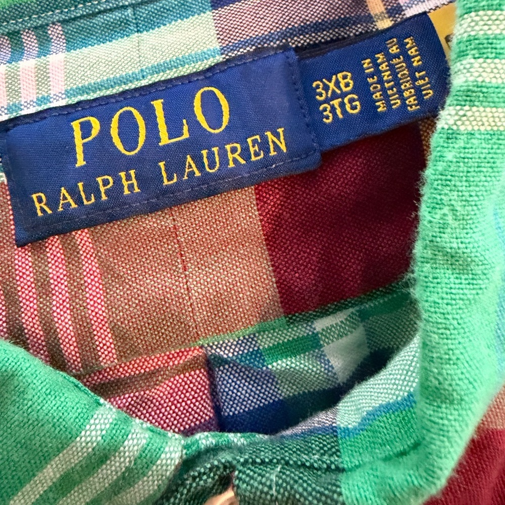 Ralph Lauren 3XB Men’s Multi Colored Plaid Flesh Tone Pony Button Down Shirt LS - Picture 3 of 3